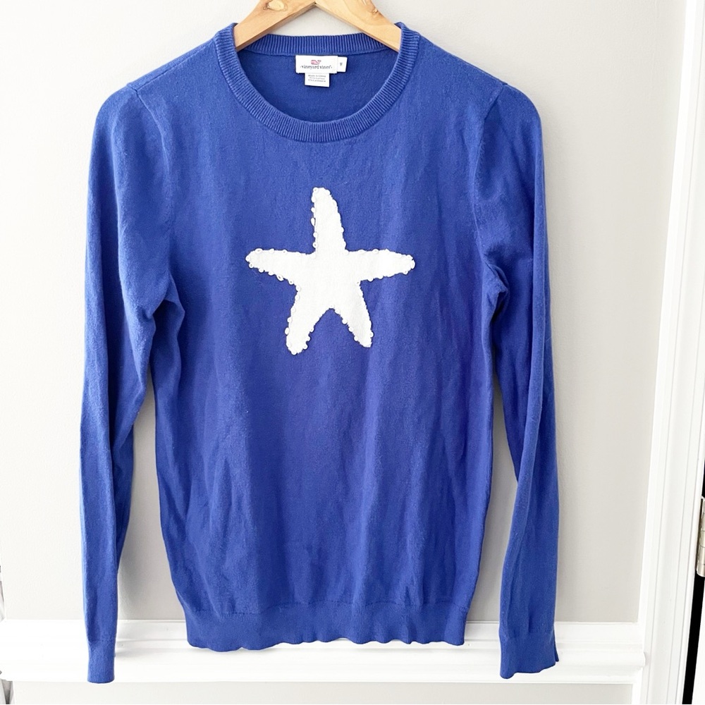 Vineyard Vines Blue Sweater with White Starfish